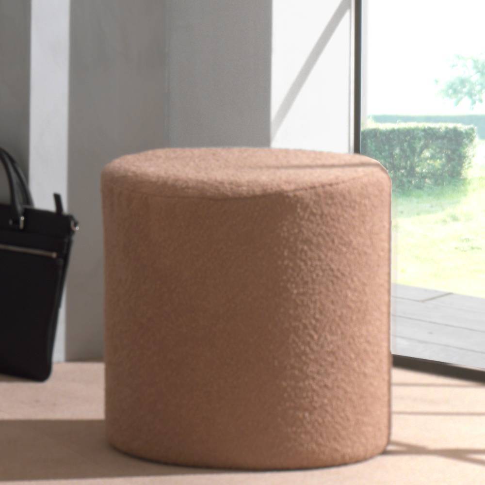 Pharao24.de Hocker Beistellhocker in Hellbraun aus Boucle Stoff