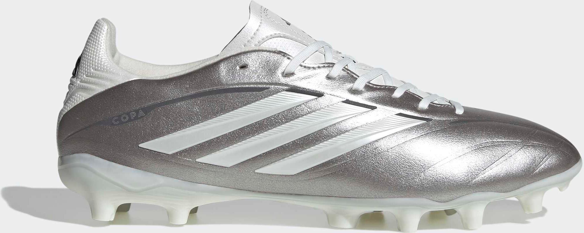 Fußballschuh ADIDAS PERFORMANCE "COPA PURE IV LEAGUE, FESTE BÖDEN", Gr. 42,5, silber (taupe metallic, zero metallic, night metallic), Synthetik, Schuhe Fußballschuh, Außensohle für feste Böden