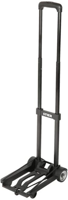 Diable Premium en plastique STIER pliable 45 kg, Poids 1,3kg, réglage en hauteur, chariot de transport, diable de travail (904411)