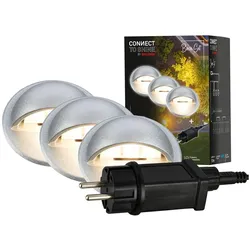 Briloner, Gartenbeleuchtung, 12V Gartensystem Einbaulicht-Starter-Set 3 Stück (10 lm, IP44, IP65)