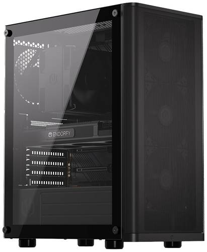 Endorfy Ventum 200 Air Midi-Tower PC-Gehäuse Schwarz 4 vorinstallierte Lüfter, Seitenfenster, Staubfilter