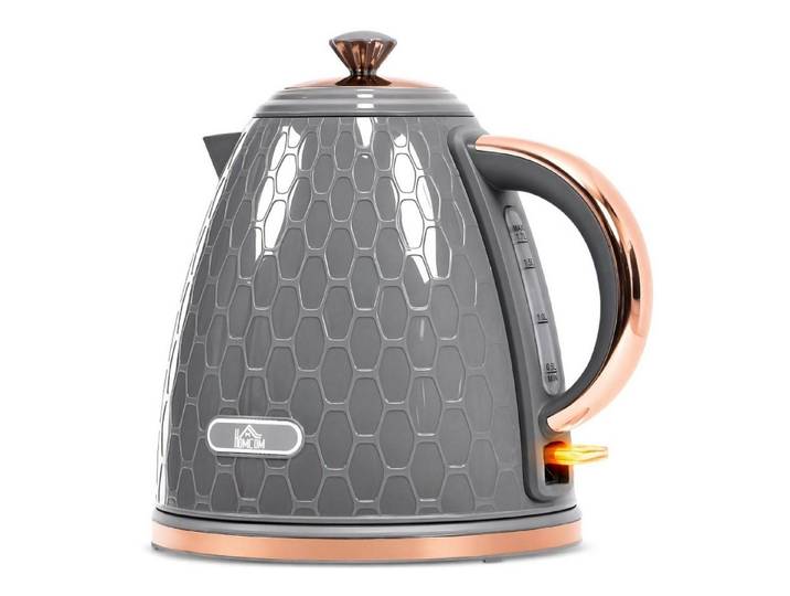 FELIXLEO Frühstücks-Set Wasserkocher 2200W mit Sichtfenster Filter Schnellkochfunktion Grau (1-tlg)