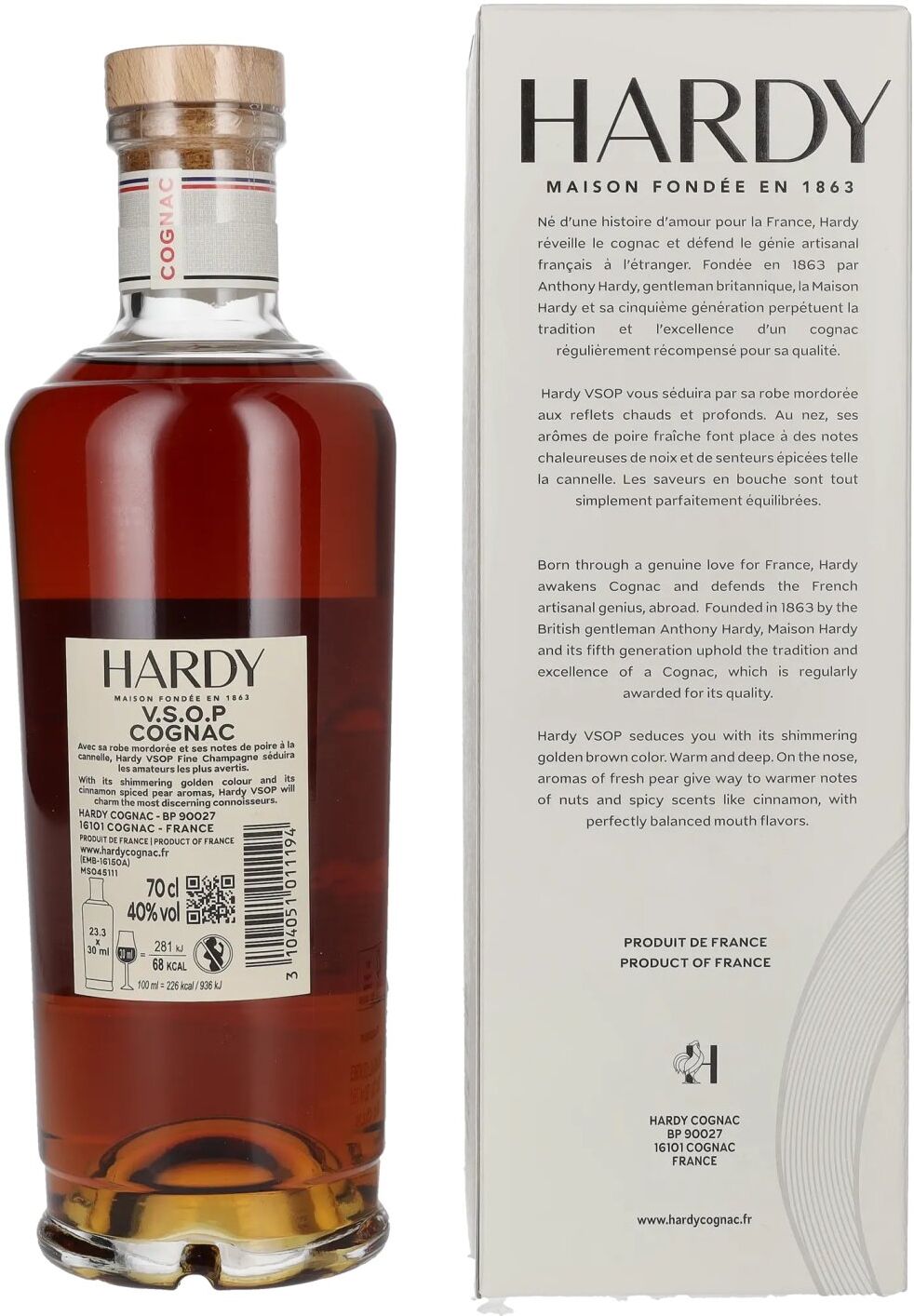Hardy Cognac Hardy V.S.O.P Fine Champagne Cognac 40% Vol. 0,7l in Geschenkbox