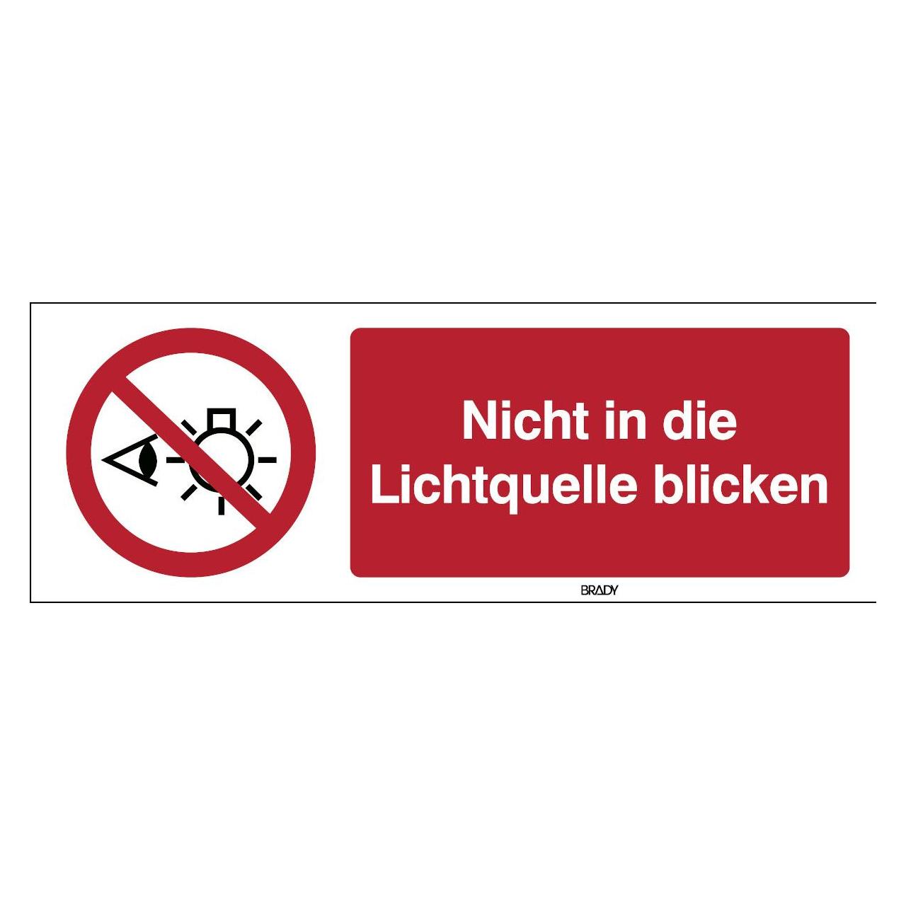 Brady P/P075/DE446-ALU-297X105/1, ISO-Sicherheitsschild - Nicht in die Lichtquelle blicken (321782)