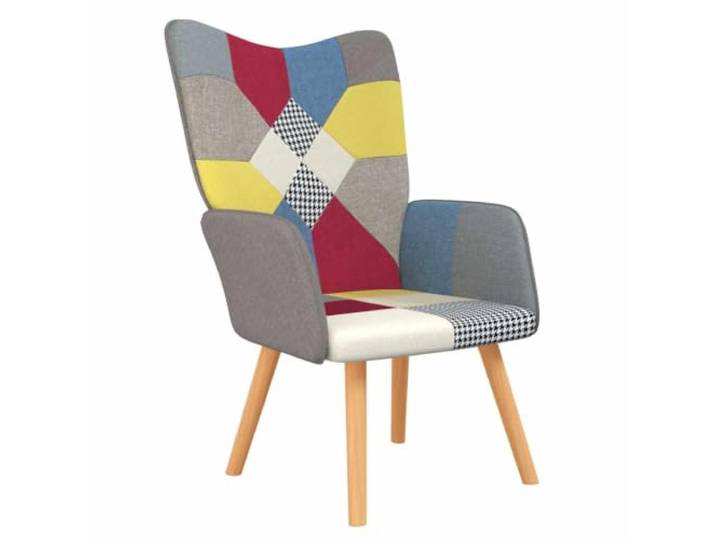 Sessel Patchwork Gepolstertes Gewebe mit Stahlrahmen und Holzfüße Modernes Design, helles Patchwork, weiche Sitzfläche, stabile Konstruktion