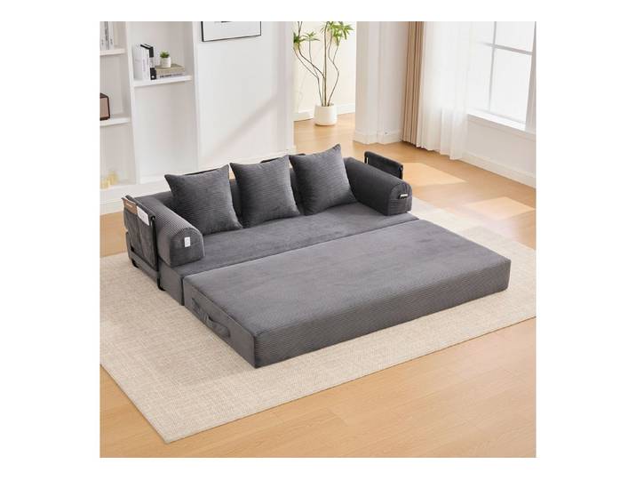 ANYSUN Schlafsofa Sofa 2-Sitzer Modulares Sofa, 4-in-1 Wohnzimmersofa mit Bettfunktion, Schlafcouch,mit robustem Metallrahmen, Seitentaschen plus 3 Kissen., Ideal für kleine Räume, Apartments & Studentenwohnungen.