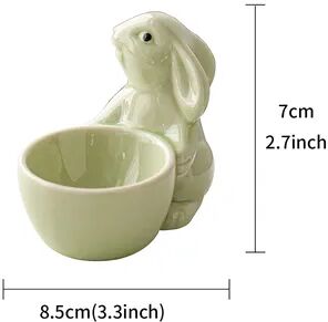 Youfap Market Cute Ceramic Rabbit Egg Cups, Breakfast Egg Holder, Simple Desktop, Office, Living Room Decor Ornament green