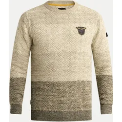 Rundhals Grobstrickpullover Beige L