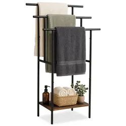 Relaxdays Handtuchständer mit Ablage Dunkelbraun,Schwarz
