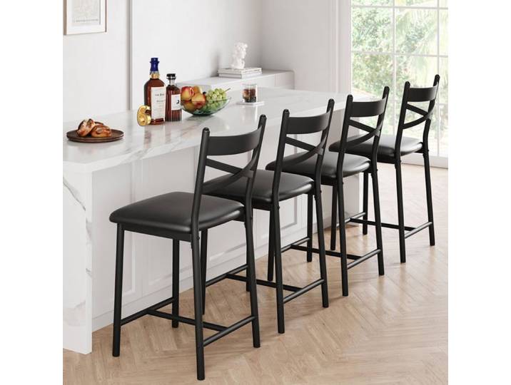 Lot 6 chaises dîner rembourrées dossier tabourets bar cuisine