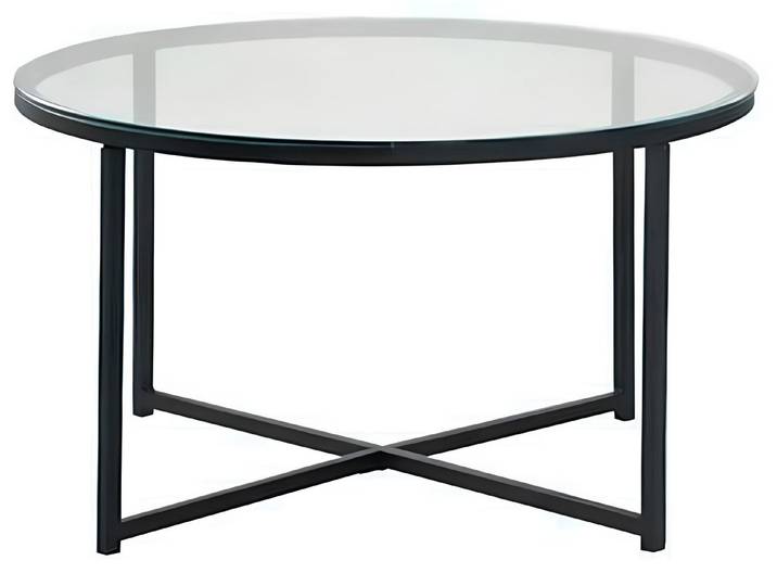 Xlmoebel Couchtisch Schwarzer Glastisch aus Metall für elegantes Wohnambiente (Couchtisch), Hergestellt in Europa