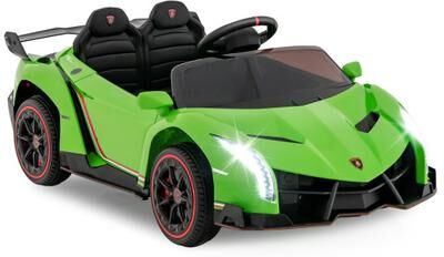Costway 12V Licensed Lamborghini 4WD Kids Ride-on Sports Car with 2.4G Remote-Green