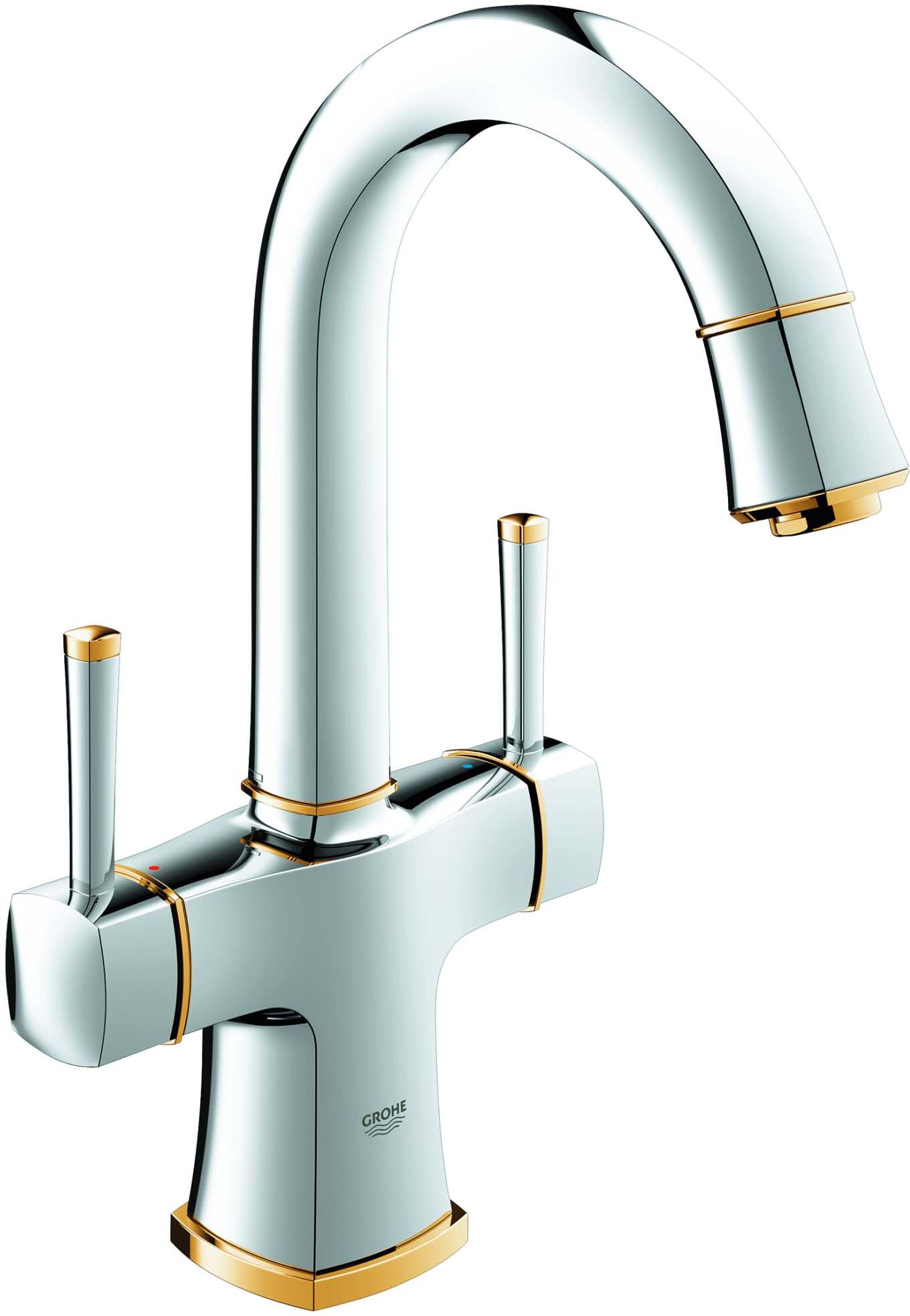 Grohe lavabo 2 poignées mélangeur Grandera 21107IG0 chrome or, avec vidage