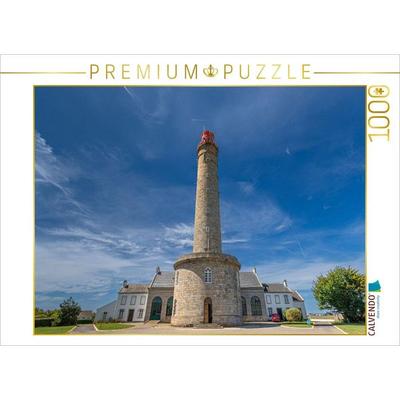 CALVENDO Puzzle Ein Leuchtturm vor einem blauen Himmel mit einer feinen Wolkenzeichnung | 1000 Teile Lege-Größe 64x48cm Foto-Puzzle für glückliche