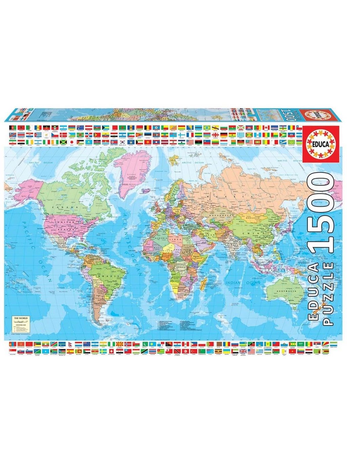 Educa 1500 The World Map Holz