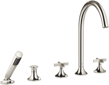 Dornbracht Vaia Wannen-Fünfloch-Armatur 27522809-08 für Wannenrandmontage, mit Umstellung, platin