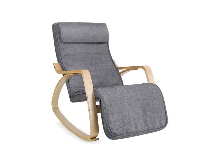 Hansiro Schaukelstuhl Relaxstuhl, Grau, 115x91x67 cm, Wohnzimmer, Sessel, Schaukelstühle