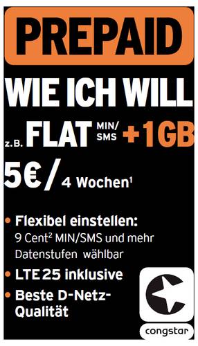 Congstar WIE ICH WILL 2023 Prepaid-Karte ohne Vertragsbindung