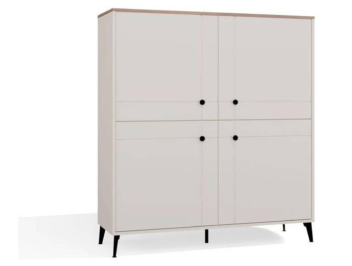 Commode haute à portes LYKKA - cachemire / chêne