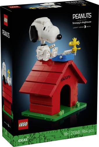 21368 LEGO IDEAS Peanuts: Snoopys Hundehütte Bauset für Erwachsene mit 2 Figuren