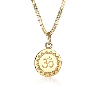 Kette mit Anhänger ELLI "Halskette Om Mantra Yoga Anhänger 925 Silber vergoldet" Gr. 40, gold, Halsketten, Damen, ohne Stein, Silber 925 (Sterlingsilber)