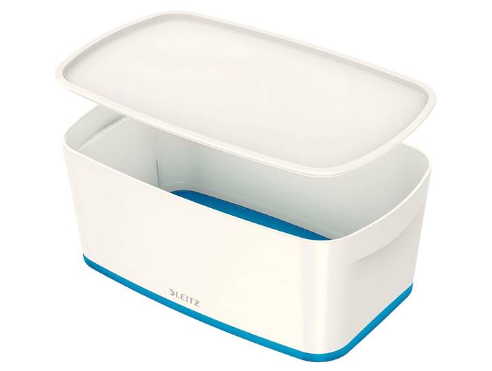 Leitz 5229-10-36 5229 Boîte de rangement MyBox Petite - A5\, avec couvercle\, ABS\, blanc/bleu