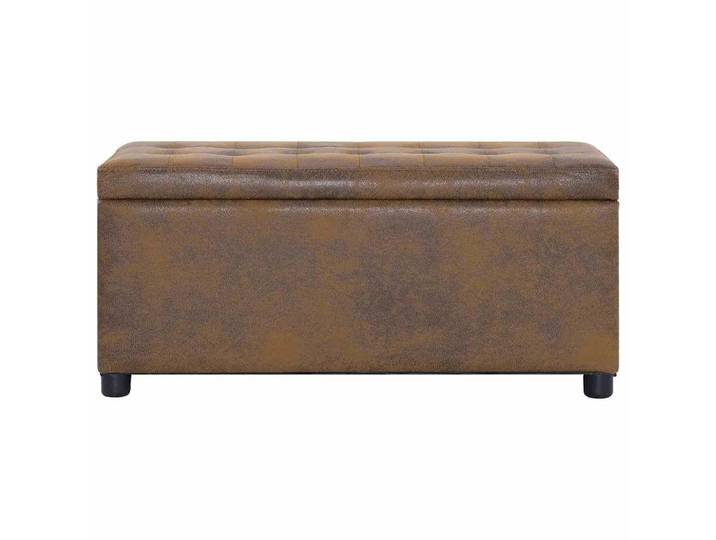 SOLOM@Pouf de rangement Banquette de salon - banc de stockage 87 5cm Marron Similicuir daim Sep89276