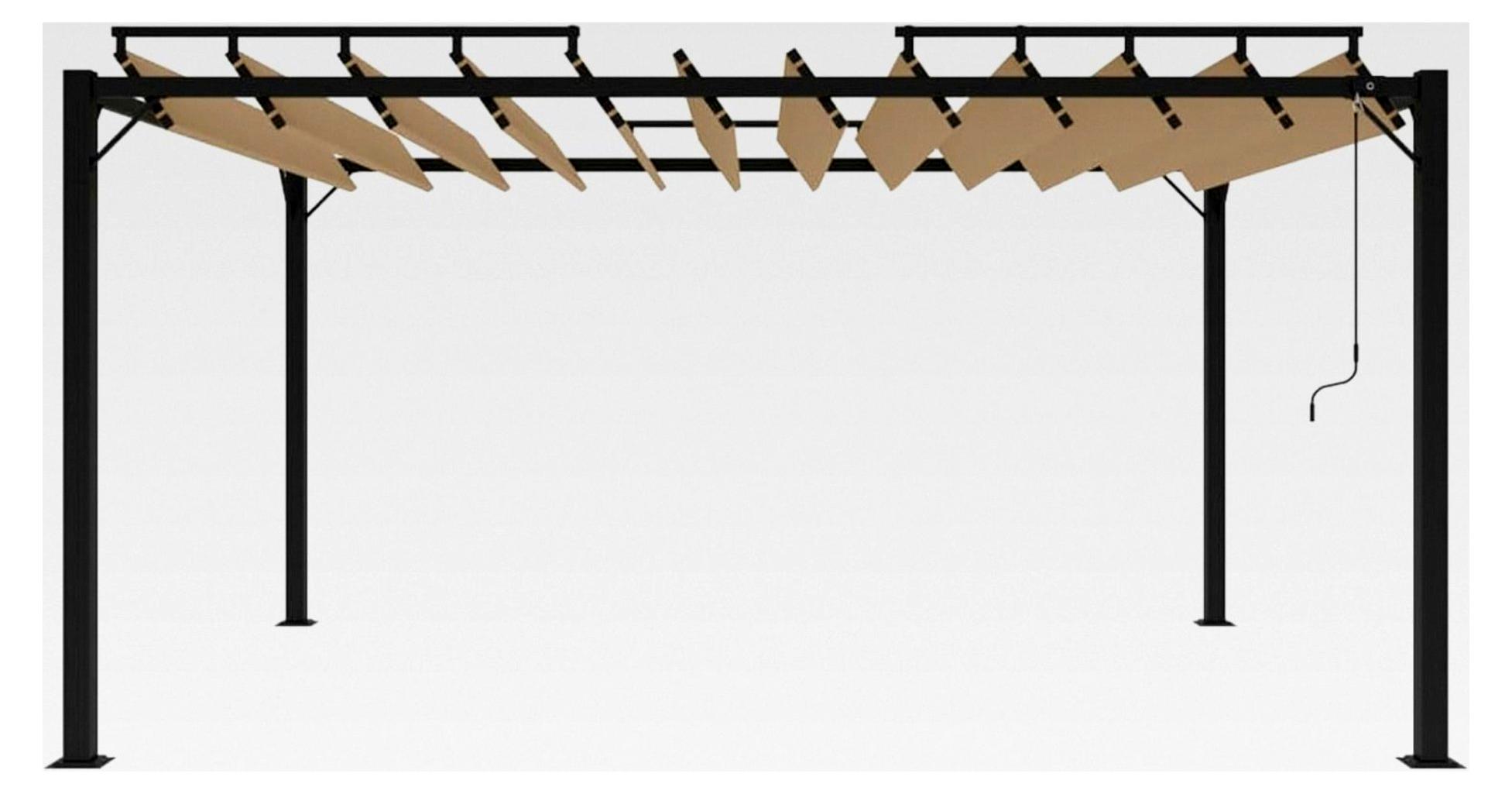 Gartenpavillon Taupe | Polyester & Aluminium | 3x4x2,05/2,25m | Sonnenschutz & Regenschutz