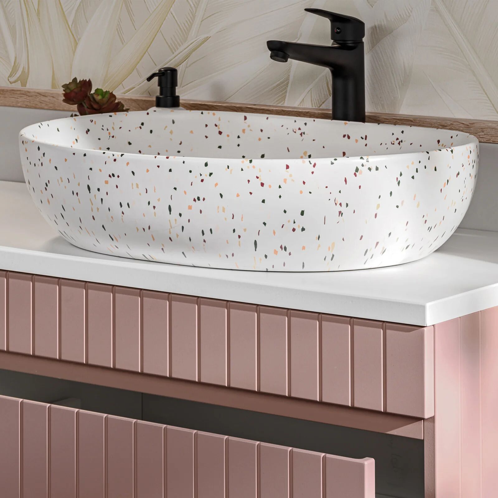 garneroarredamenti Lavabo bagno da appoggio 60x42cm ceramica bianco Pollok