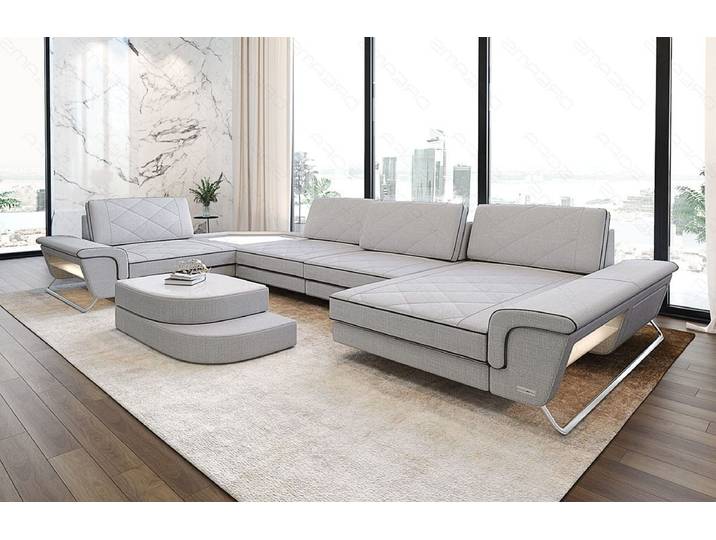 Stoff Wohnlandschaft Ferrara U-Form