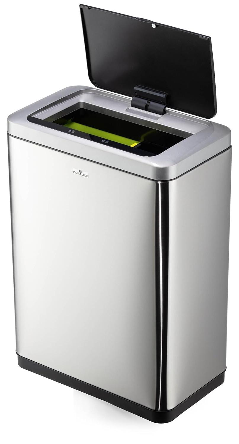 Sensor-Abfalleimer 2x20 L, berührungslos, silber, Soft-Close