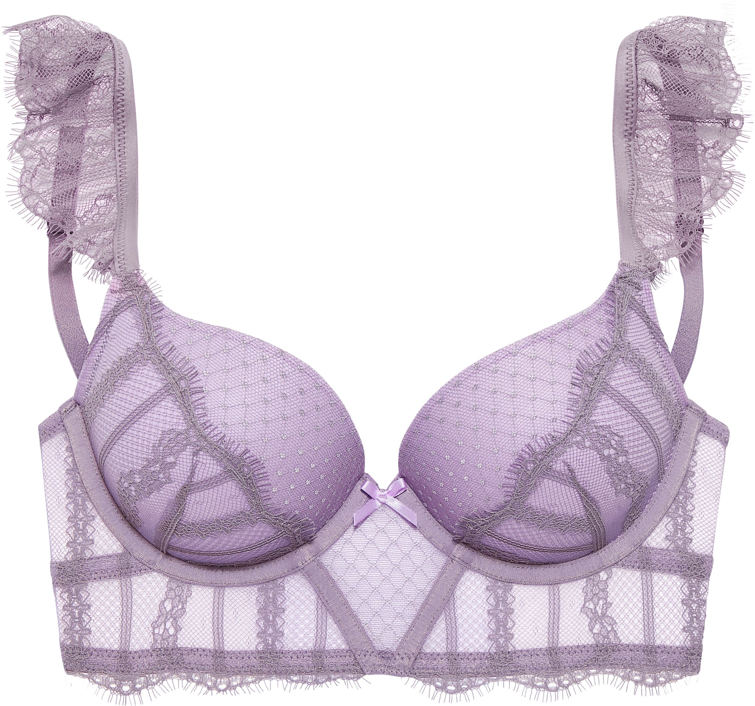 Push-up-BH LASCANA "BH mit Bügel, Super-Push-up-BH, Longline BH, Spitzen-BH", Damen, Gr. 90, Cup B, lila (mauve, lila), Spitze, Obermaterial: 60% Polyamid, 35% Polyester, 5% Elasthan, BHs Push-up-BH, als Dessous-Set kombinierbar, sexy Unterwäsche, sexy De