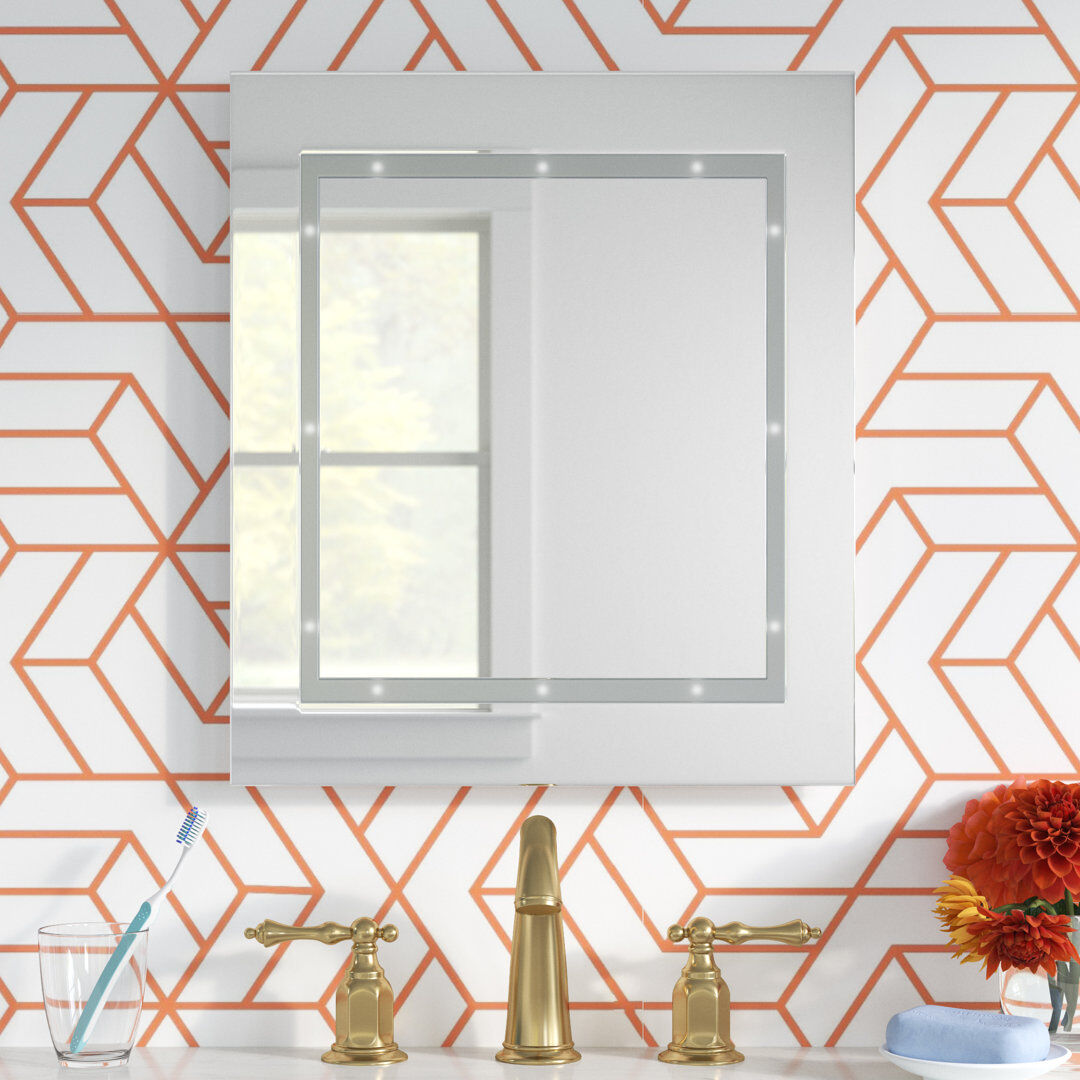 Wayfair Basics™ Andrews Flat Vanity Mirror Silver 40cm H X 35cm W X 3cm D