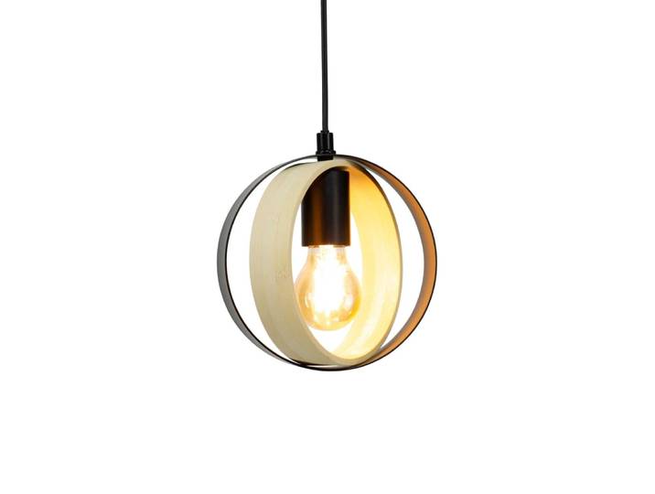 Suspension petit modèle en métal noir et bambou naturel