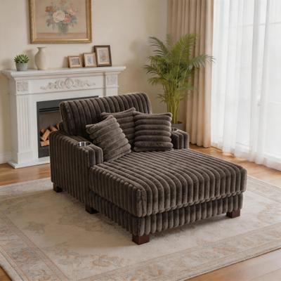 Lumibee "41.7"" Upholstered Plush Corduroy Chaise Lounge with Pillows"