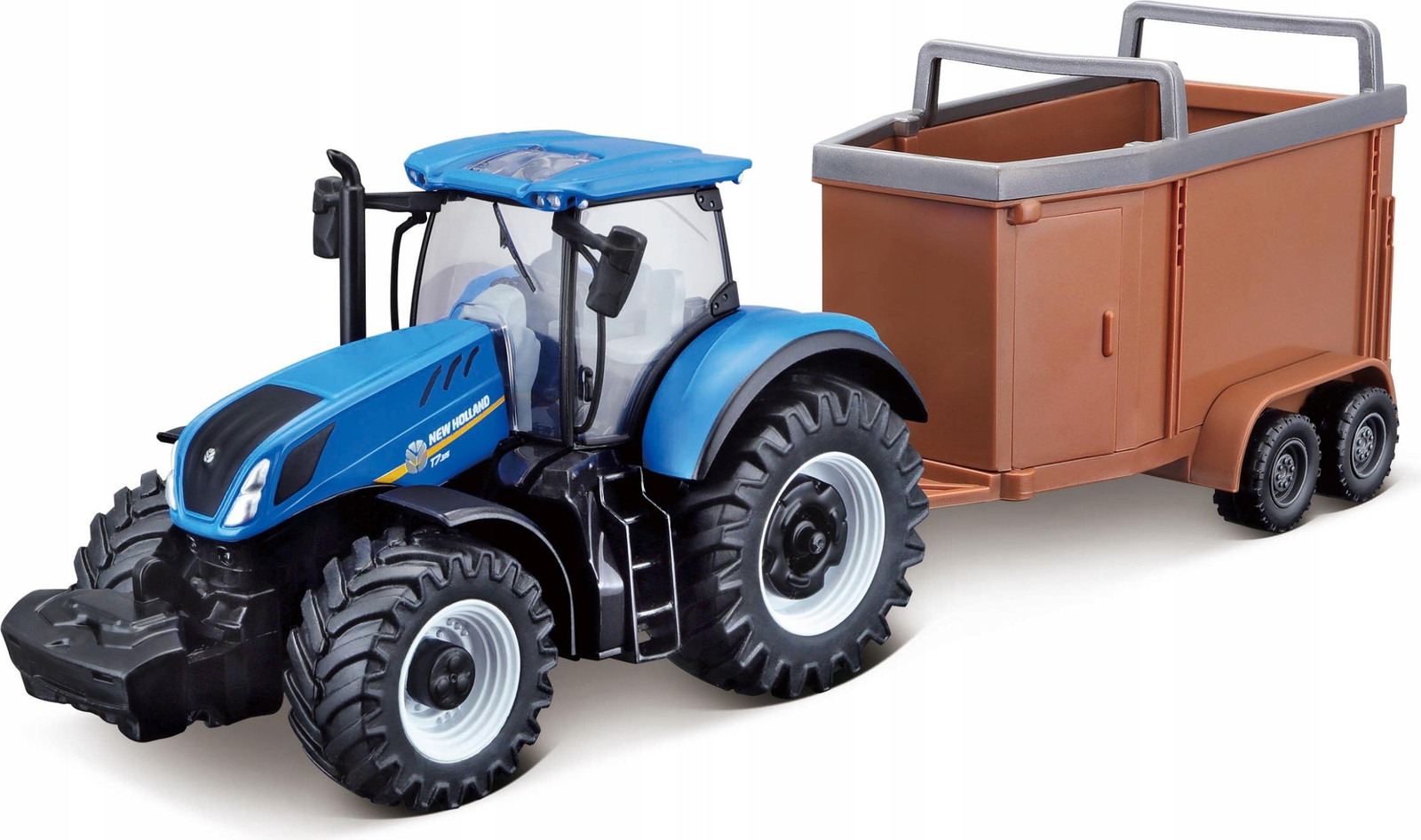 Bburago New Holland T7.315 tractor met aanhanger voor paarden