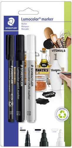 Staedtler Permanentmarker Lumocolor Schwarz, Weiß 3St.