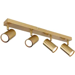 Deckenstrahler 4 flammig Deckenlampe gold Wohnzimmerlampe Deckenleuchte, Spots beweglich, 4x GU10 Fassungen, LxBxH 56x6x12 cm