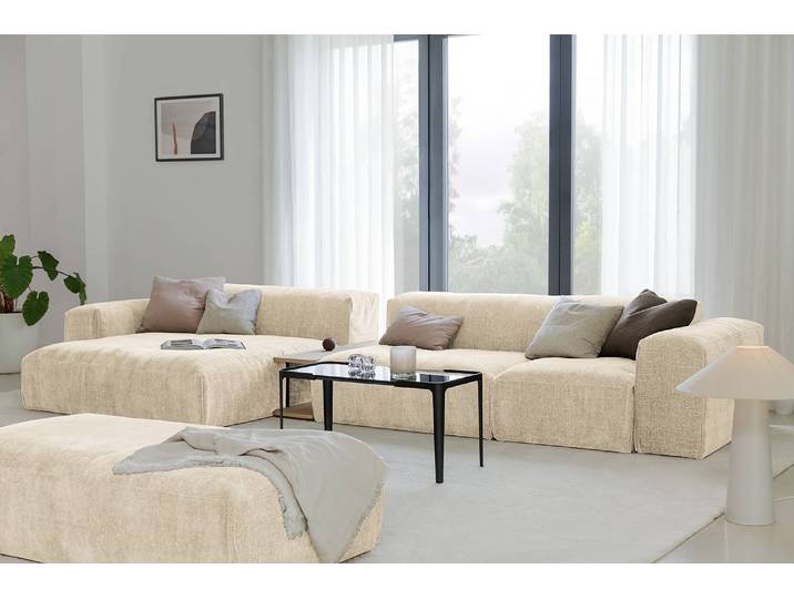Ecksofa EPIC+ mit Longchair Beige Chenille Bloem 429cm Longchair beidseitig montierbar Modern