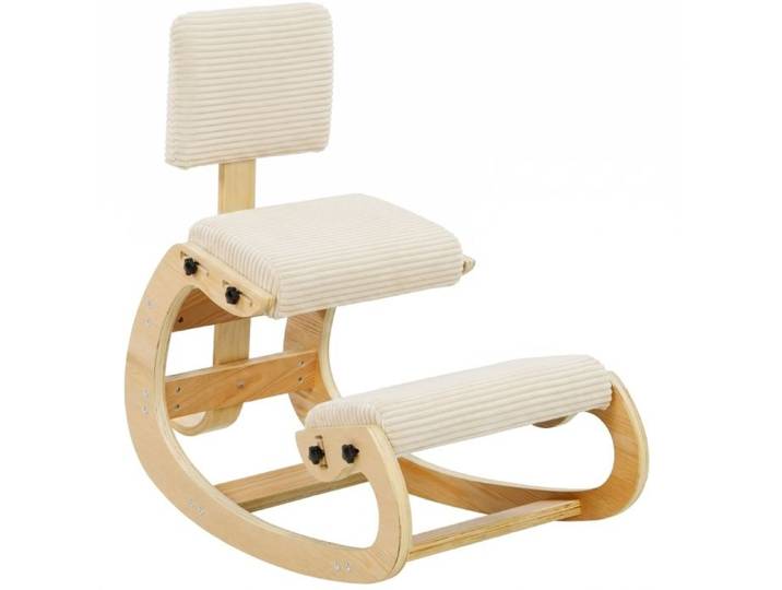 Chaise à genoux ergonomique avec dossier – Crème blanc – siège à coussin genoux pour bureau et méditation
