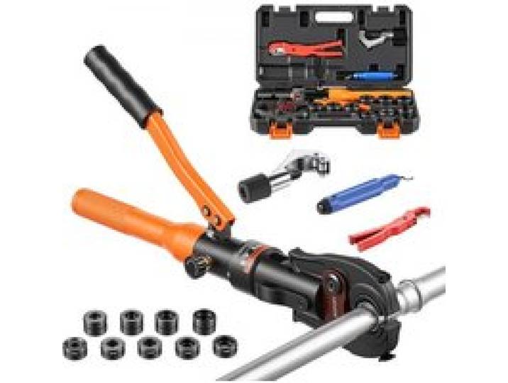 VEVOR Pince à Sertir Hydraulique à 9 Mâchoires Sertisseuse Multicouche TH16 TH20 TH26 TH32, V12 V15 V18 V22 V28, pour Tubes PEX/Aluminium-Plastique/Acier Inox/Cuivre, avec Mallette de Transport