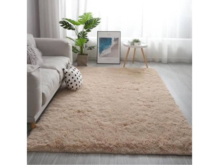 Tapis - JORMFTTE - 120x160cm - Marron clair - Rectangulaire - Shaggy confortable