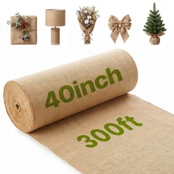 VEVOR Jute Stoff, Sackleinen-Stoffrolle, 45x45 hochdichte breite natürliche Sackleinen-Stoffrollen, 1016mmx91,4m, für Dekoration, Handwerk, Hochzeit, Gartenarbeit, Pflanzen- & Baumwinterabdeckung
