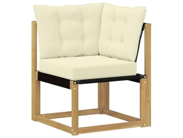 Makastle Ecksofa Akazienholz Textilene Stoff 63x63x73 cm Weiß