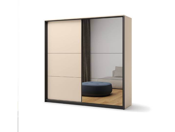 yourhouse24 Kleiderschrank ENNA EN-01 Schlafzimmer Schiebeschrank 2d - sandbeige/schwarz