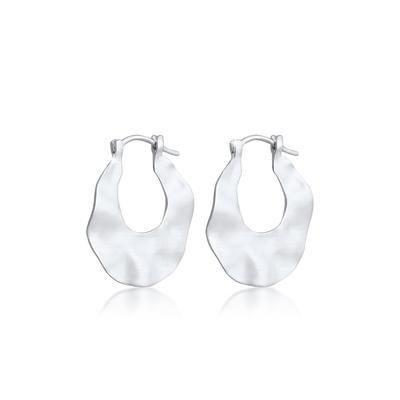 Paar Creolen ELLI "Ohrringe Creolen Wellen Organic Look 925 Sterling Silber" Gr. 33, silber, Ohrringe, Damen, 33, ohne Stein, Silber 925 (Sterlingsilber)