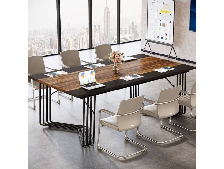 Tribesigns-Table de conférence avec cadre métallique géométrique robuste, table de réunion, bureau à domicile, 2 prêts hypothécaires, 78.74 pi, 6.56 po