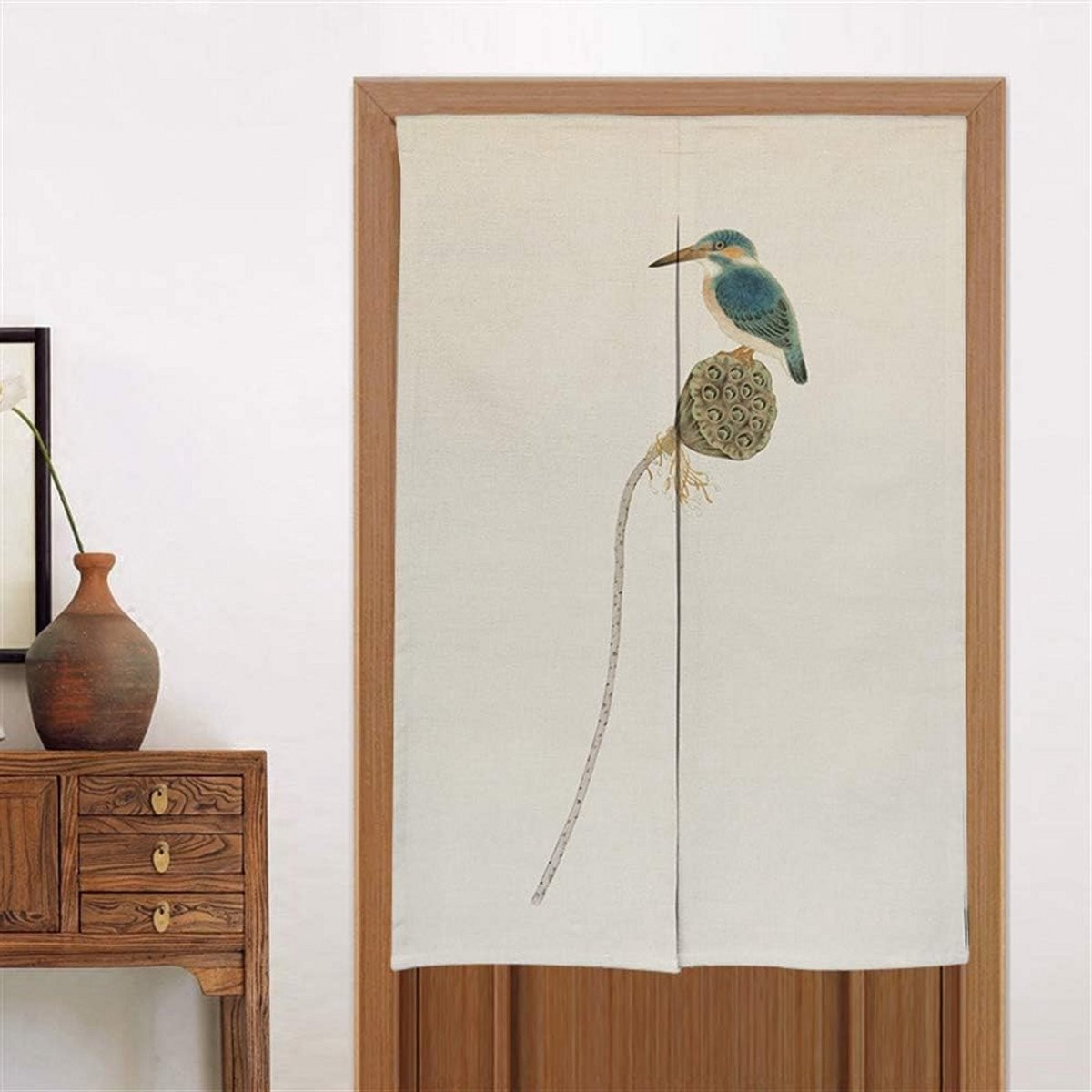 Decoratief Deurgordijn Norenpaneel in Chinees Schilderij Stijl inclusief Telescoopstang