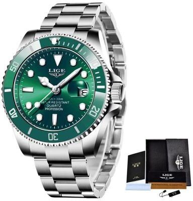 Uplifted Goods Luxury Diver Watch 30 ATM Waterproof With Date Display silver Green Face