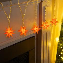 Gravidus LED Lichterkette Sterne orange 5 warm weiße LEDs 6 cm Ø Timer